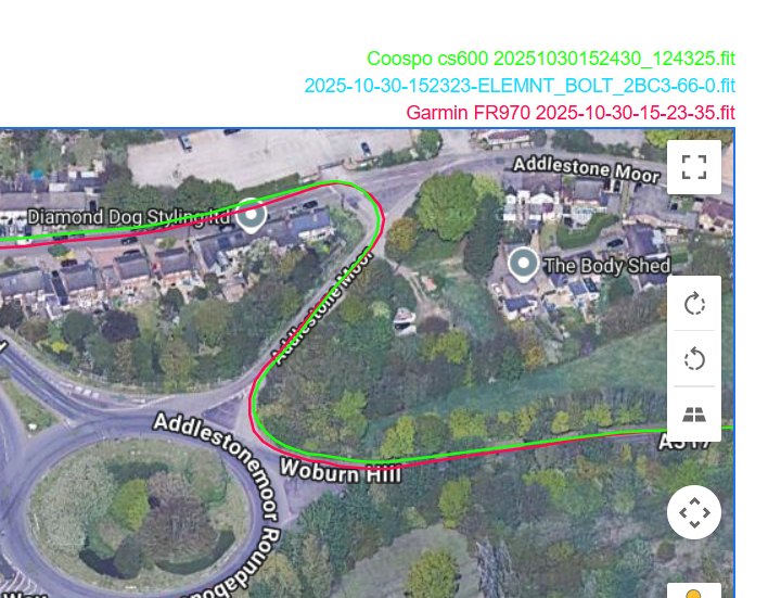 Coospo CS600 vs wahoo elemnt bolt 3 vs garmin forerunner 970 gnss bends result