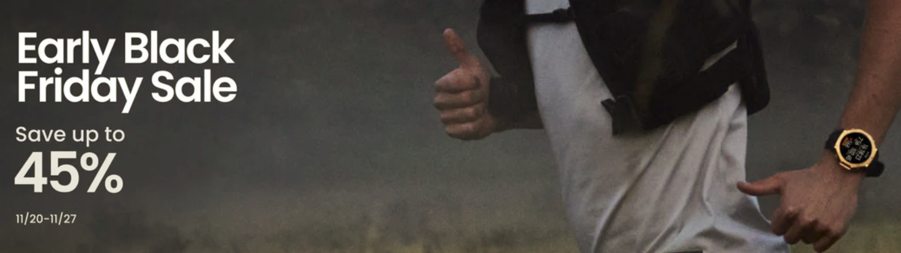 Amazfit Black Friday banner showing a selection of smartwatches.