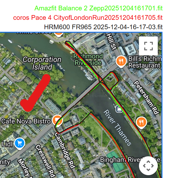 coros pace 4 gps accuracy when running under a bridge, close to walls and under tree cover with a double back