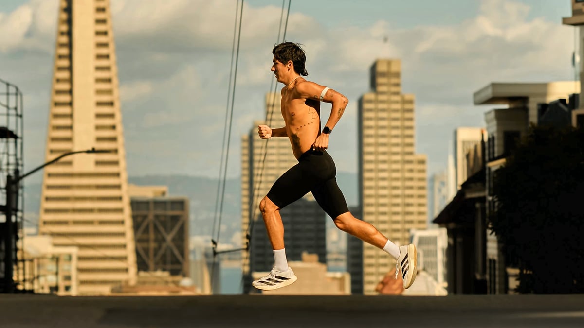 Coros Pace 4 GPS running watch on runner in San Francisco