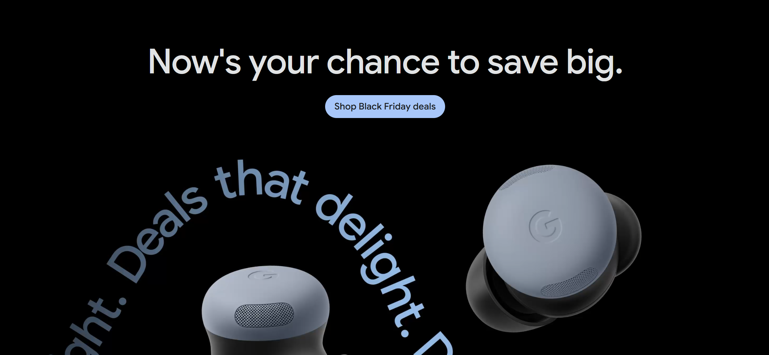 Google Black Friday banner showing deals on Pixel phones and Watch.