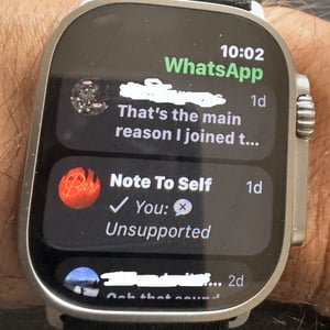 whatsapp for apple watch only shows last 2o conversations