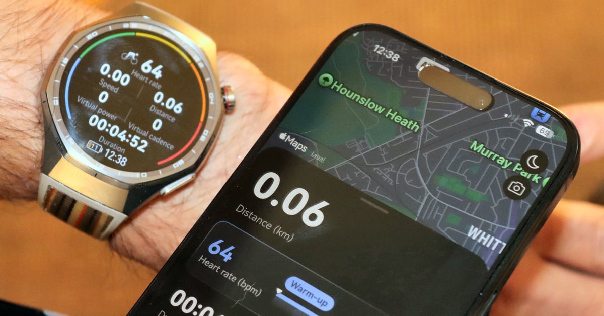 Huawei Watch GT 6 Pro - mirroring cycling onto iPhone 15 Pro