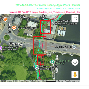 Huawei Watch GT 6 Pro Outdoor Running GPS vs Garmin Apple difficulties in a tunnel and near building and trees