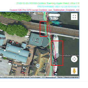 Huawei Watch GT 6 Pro GPS accuracy under bridge with trees
