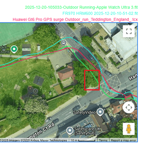 Huawei Watch GT 6 Pro GPS smoothing example in moderate difficulty conditions