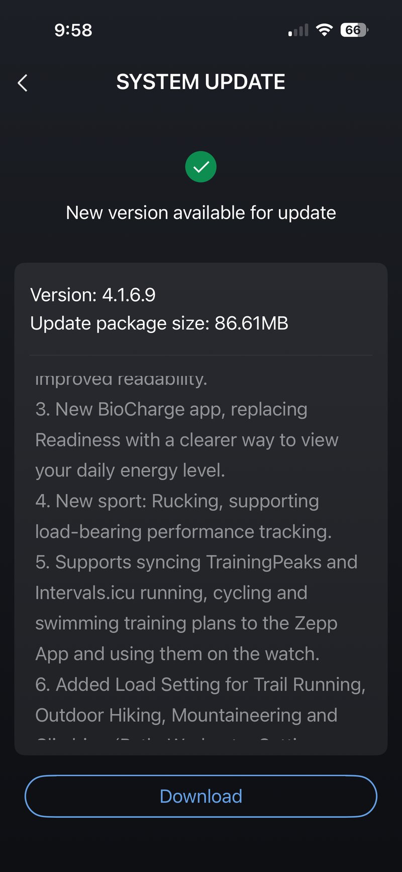Screenshots of T-Rex 3's latest firmware update features