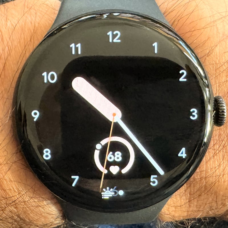 Pixel Watch 4 Analogue Watch Face, a clean, classic watch design