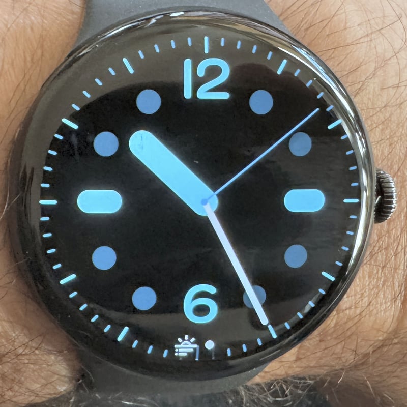 Pixel Watch 4 Pacific Watch Face, a smooth, contemporary analogue design
