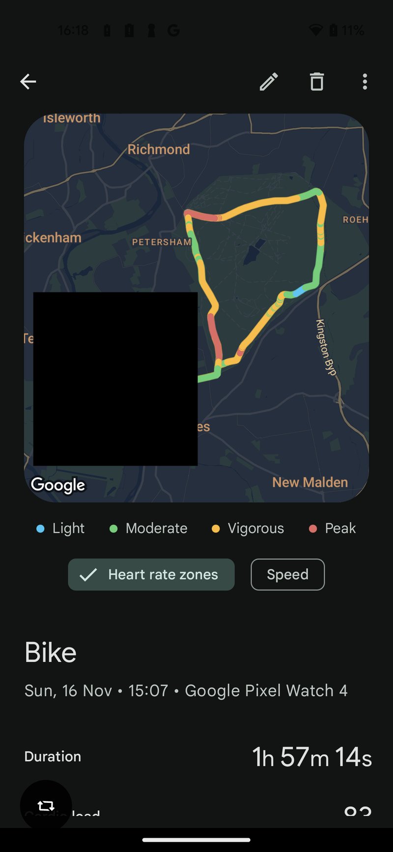 Fitbit app post workout view - map