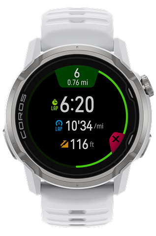 Improved Coros lap data screen showing lap heart rate and total activity time