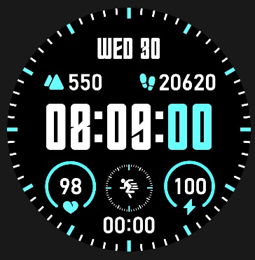 Coros Pace 4 watch face - Cyan