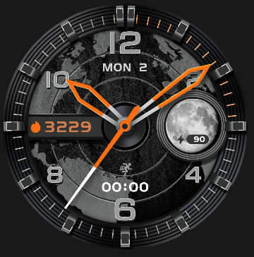 Coros Pace 4 watch face - Grey Moon