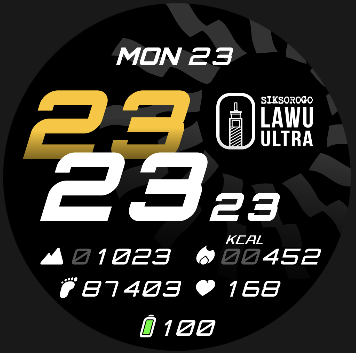 Coros Pace 4 watch face - SLU 2025 Black Yellow