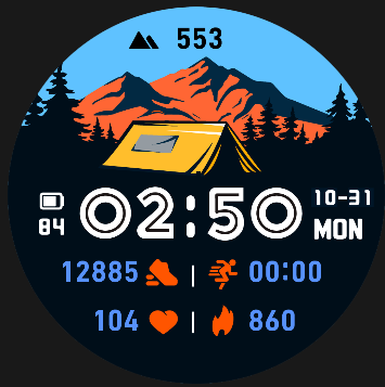 Coros Pace 4 watch face - Camping