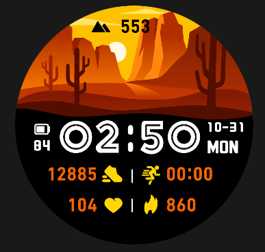 Coros Pace 4 watch face - Desert