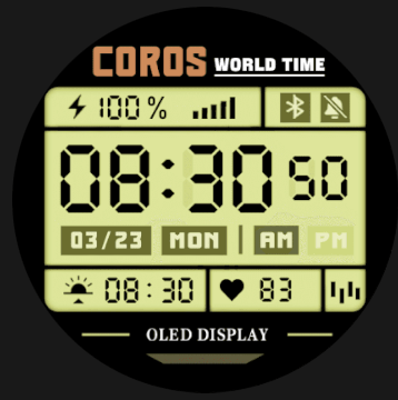 Coros Pace 4 watch face - Vintage LCD