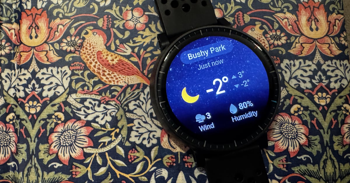 mazfit Active Max weather widget tile on Zepp OS home screen