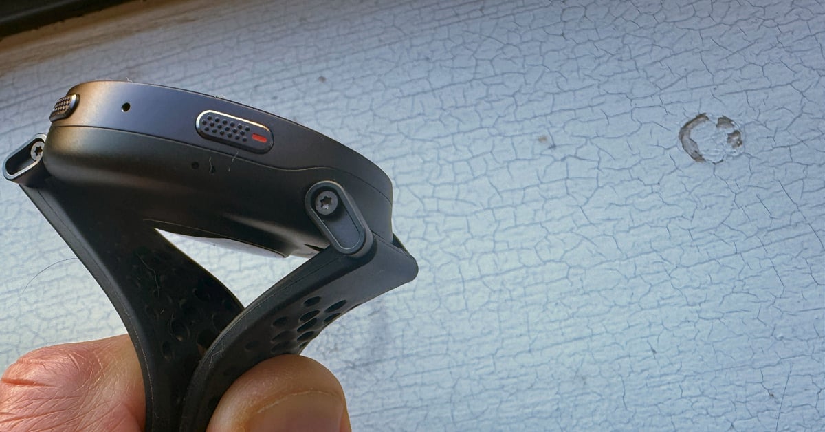 Amazfit Active Max showing pivoting strap lug design detail