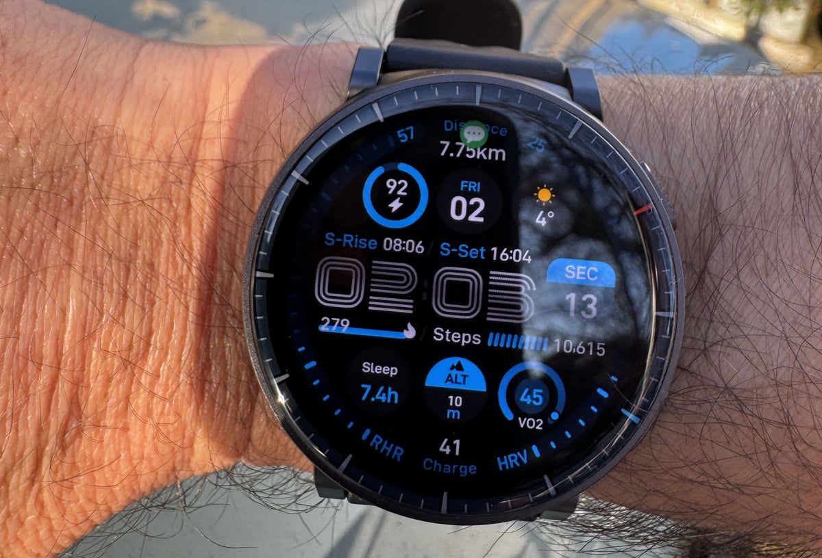 Amazfit Active Max 1.5-inch AMOLED display readability in direct winter sunlight