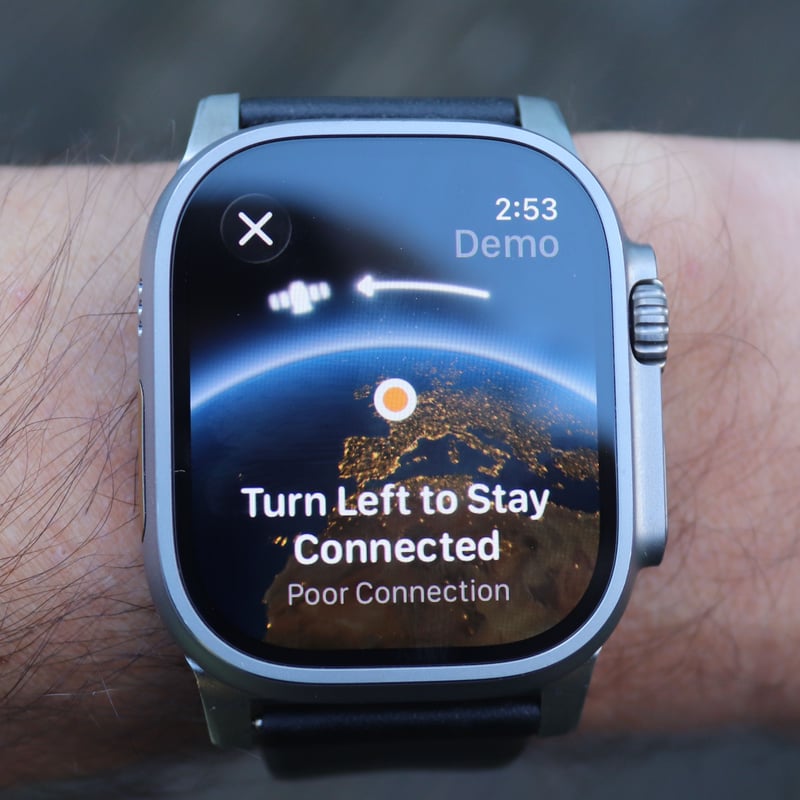 Apple Watch Ultra 3 attempting to get a good satellite connection