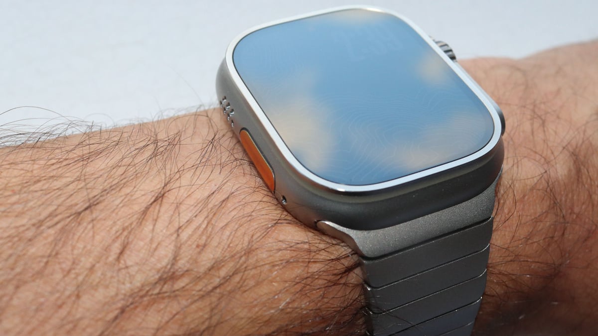 Apple Watch Ultra 3 - overall look of the watch on the wrist viewed by the wearer in normal use, no scratches on the case or lens
