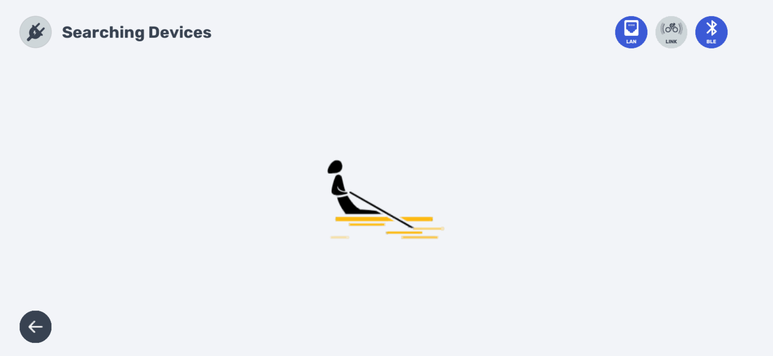 MyWhoosh 5.6.0 home screen showing cycling running and rowing mode options