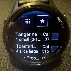Nutrition Logging Widget Log Lunch Details from history or favourites