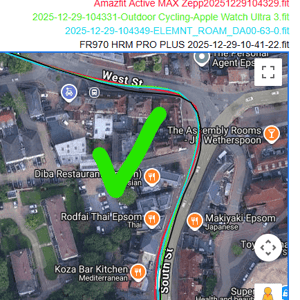 amazfit active max GPS Bike route surrey hills towncentre