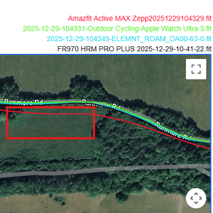 amazfit active max GPS Bike route surrey hills trees 2