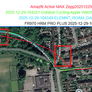 amazfit active max GPS Bike route surrey hills trees 3