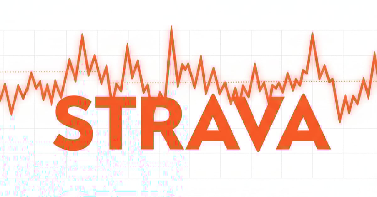 Strava logo with post IPO stock price chart illustration