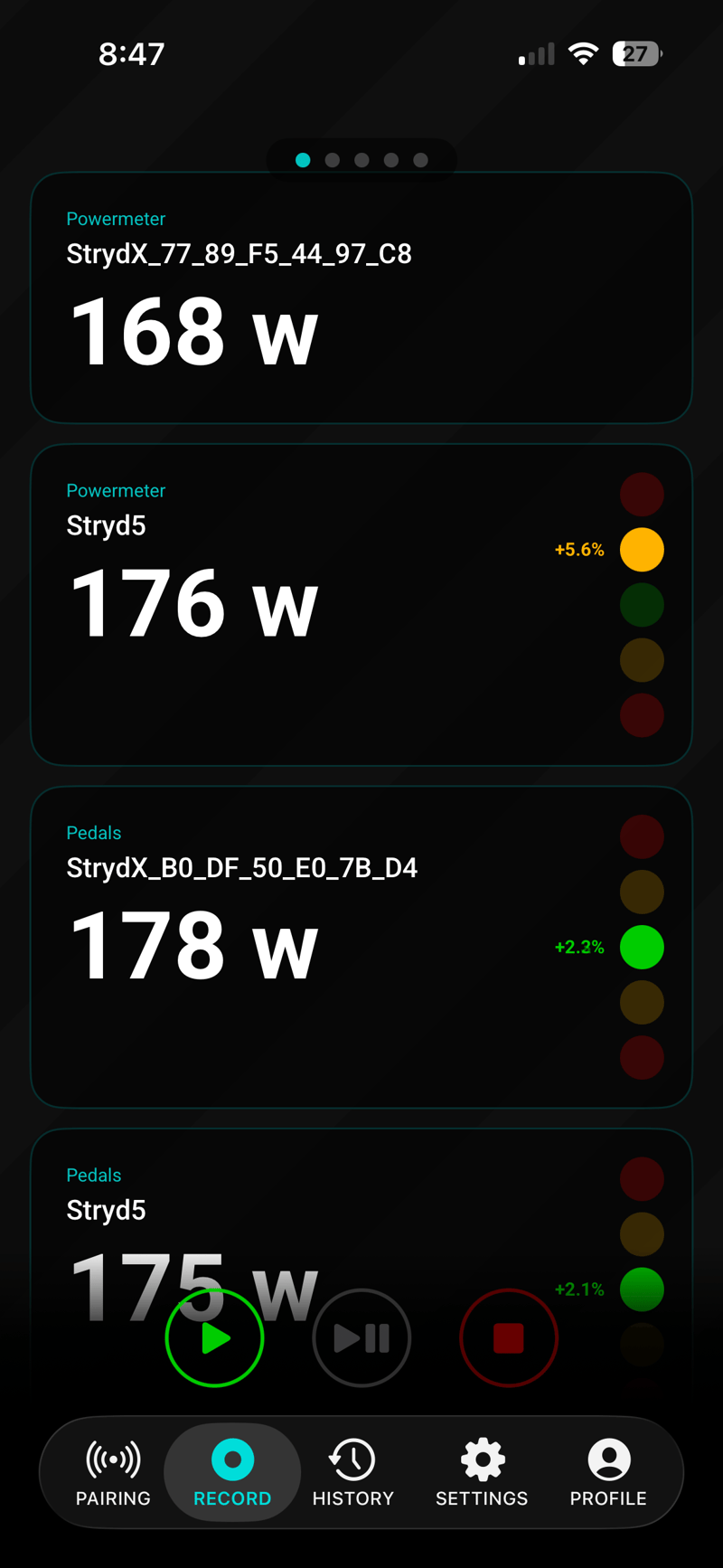 Freespeed App - Compare PM power differences Live