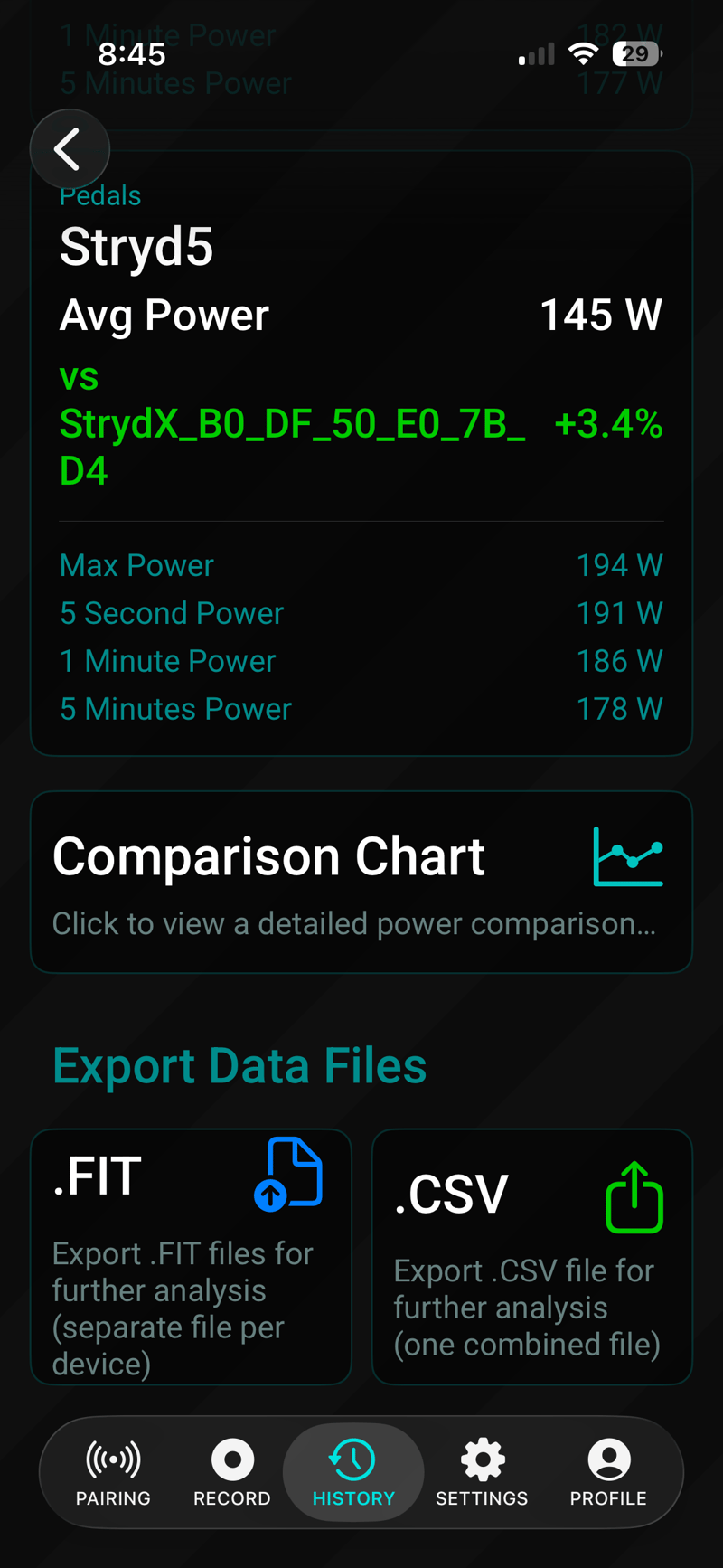 Freespeed App - PM CP Curves - Export CSV or FITs