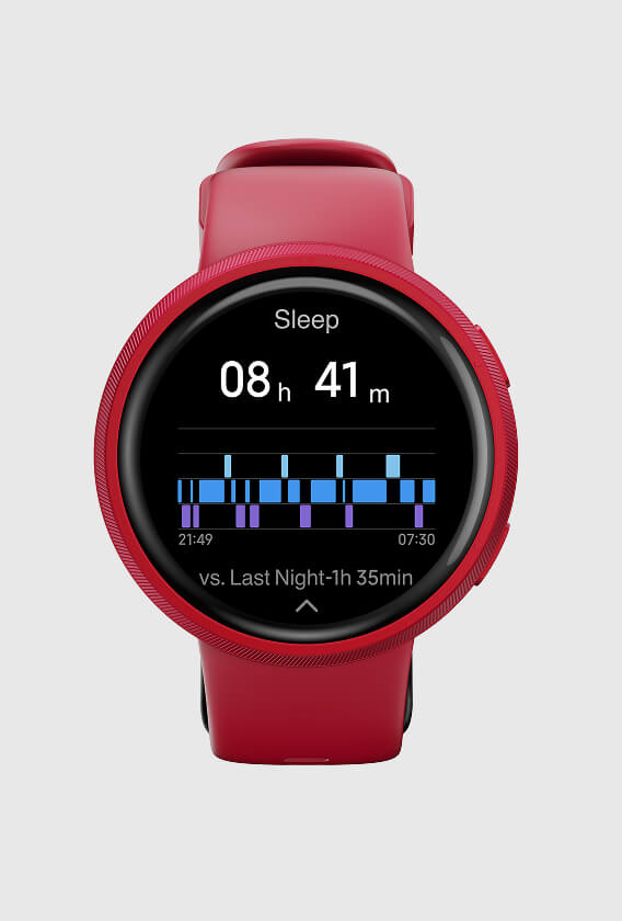 eebok Rush sleep tracking screen showing light deep REM stages and sleep score