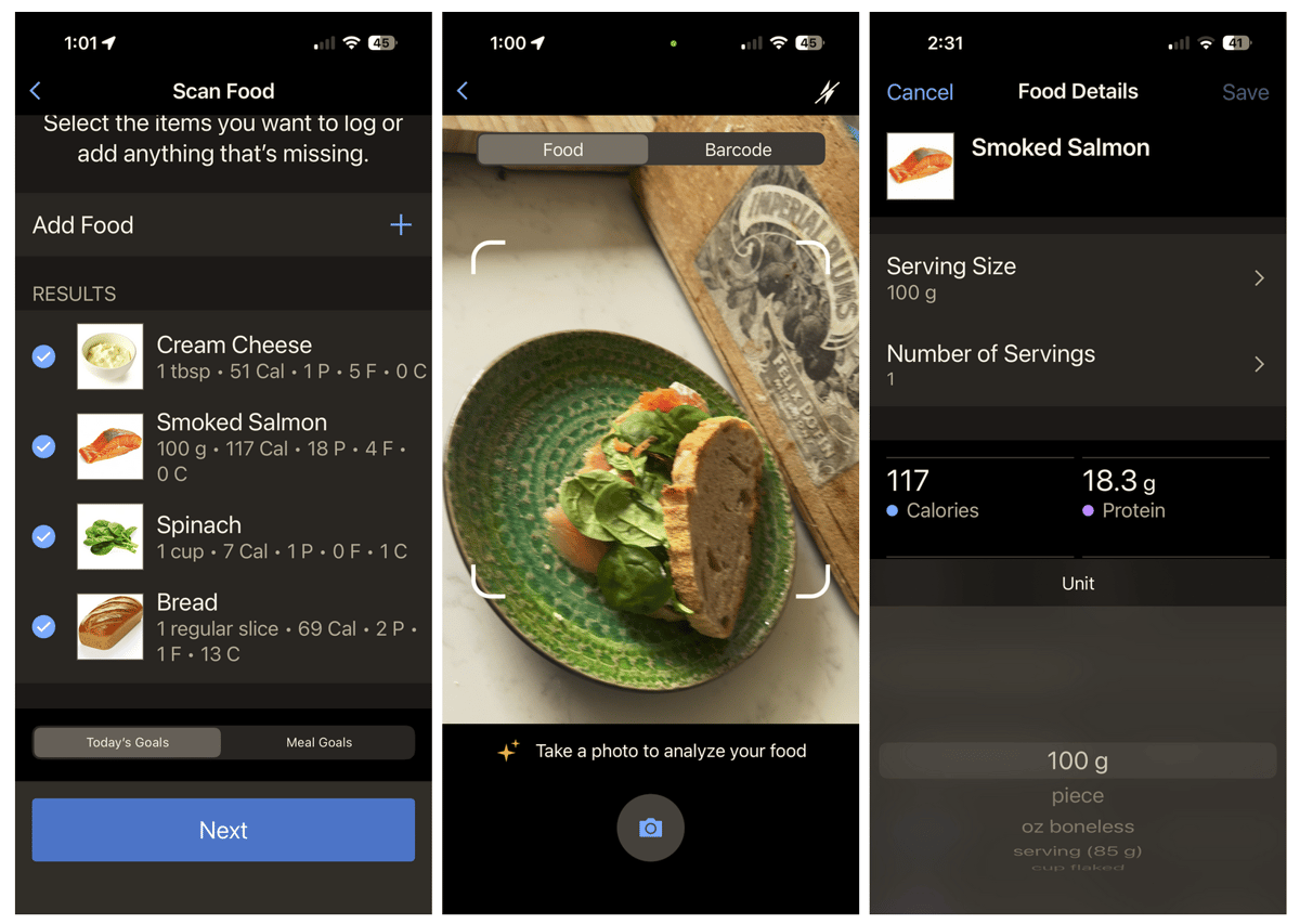 Garmin Connect+ AI photo meal scanning inside the nutrition logging feature