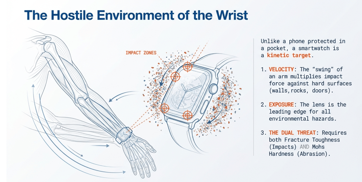 Hardness vs toughness trade-off Sapphire Gorilla Glass Kunlun scratch resistance impact resistance comparison