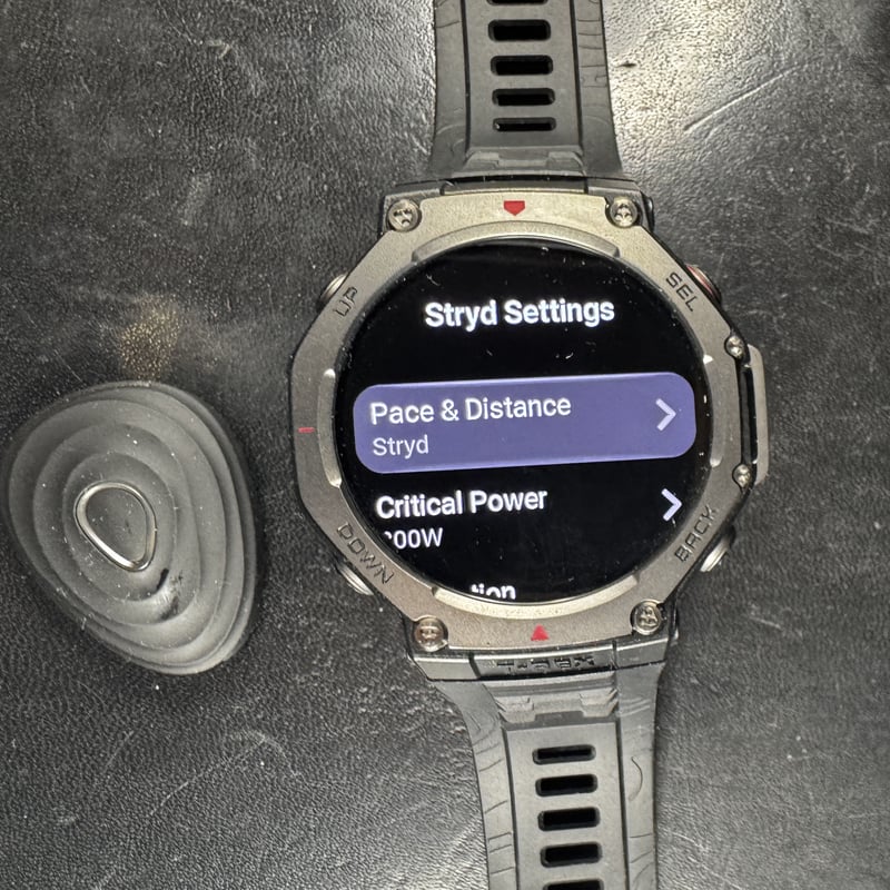 set stryd as source of pace and distance on amazfit t-rex 3