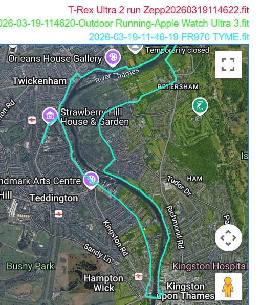 Amazfit T-Rex Ultra 2 GPS Accuracy Test Result 10-mile run in varied conditions