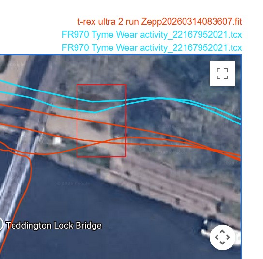 Amazfit T-Rex Ultra 2 GPS Accuracy Test Riverside run - consistent deviation again