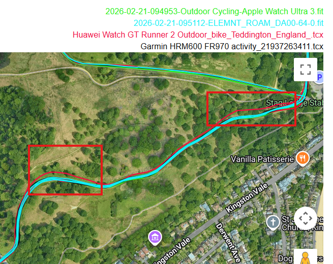 Huawei Watch GT Runner 2 - GPS accuracy bike test detail