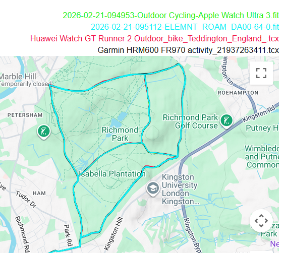 Huawei Watch GT Runner 2 - GPS accuracy bike test overview