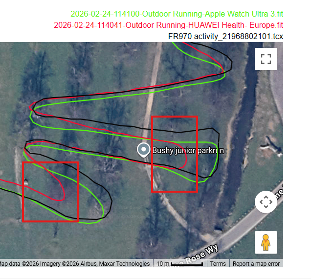 Huawei Watch GT Runner 2 - GPS accuracy switchback test again too early