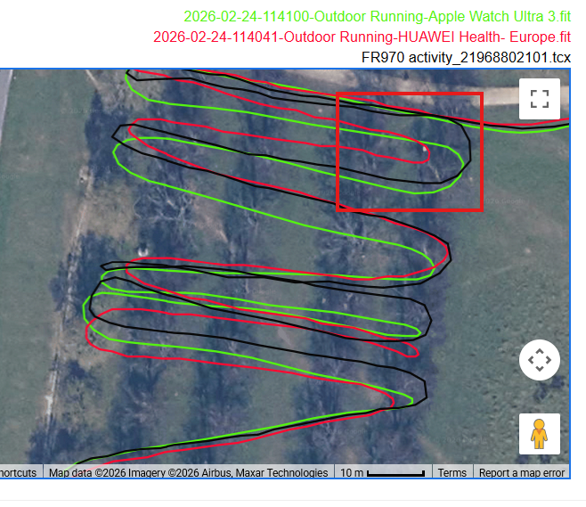 Huawei Watch GT Runner 2 - GPS accuracy switchback test only one tight switchback was 3-4m out