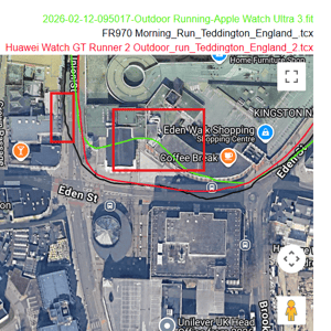 Huawei Watch GT Runner 2 - GPS accuracy tall buildings - apple fail
