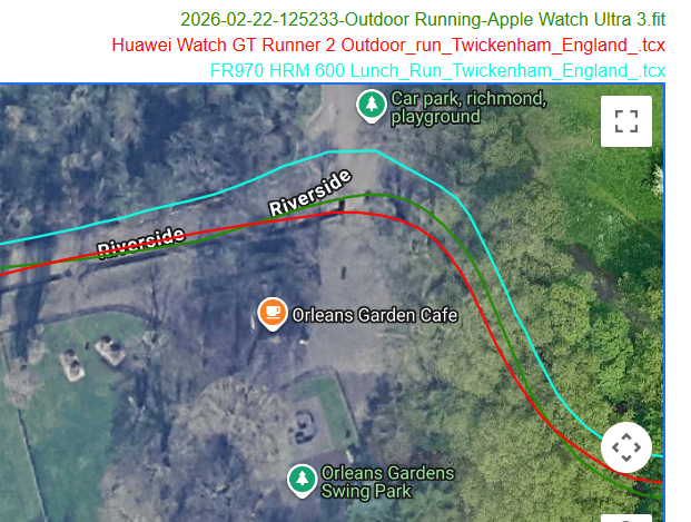 Huawei Watch GT Runner 2 - GPS accuracy when FR970 falters