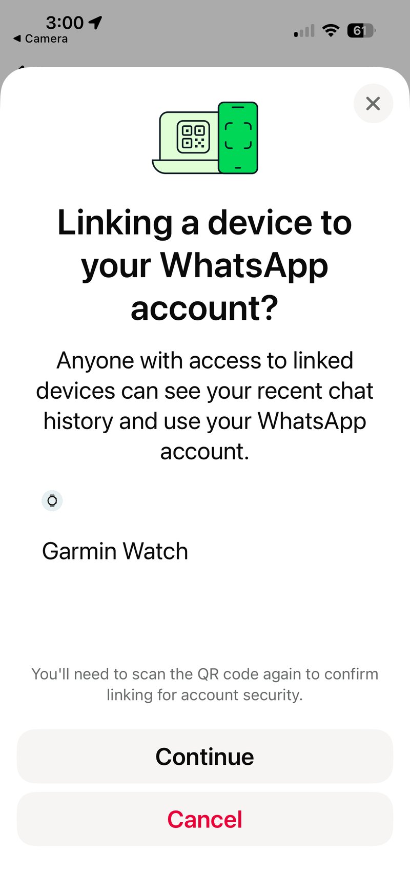 Authroise and add your Garmin device into your Whatsapp account