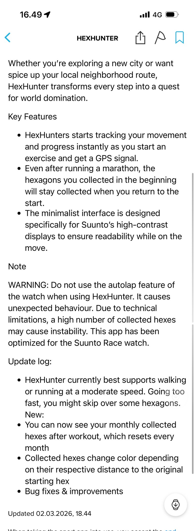 Hexhunter suuntoplus developer app