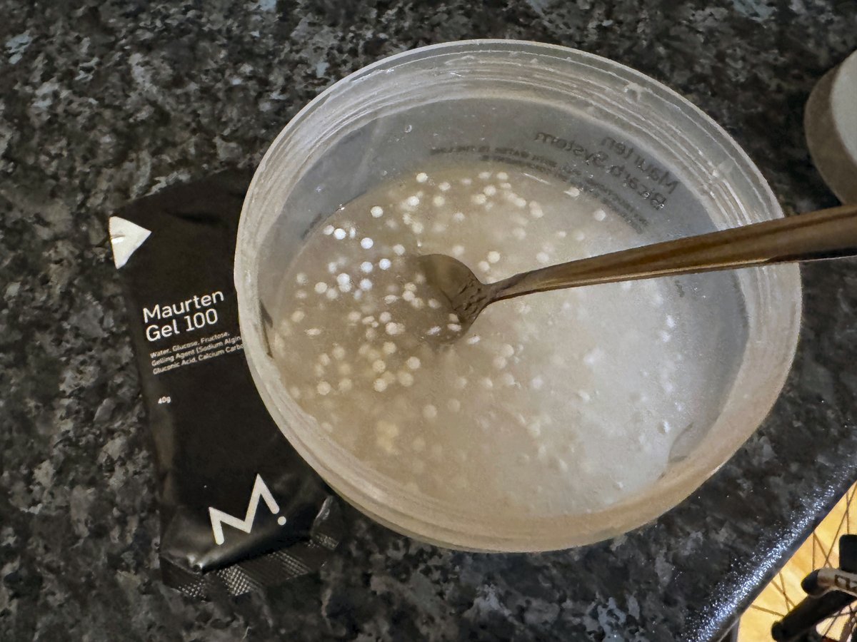 Maurten Bicarb System 19 mixed and ready to ingest in the official shaker container