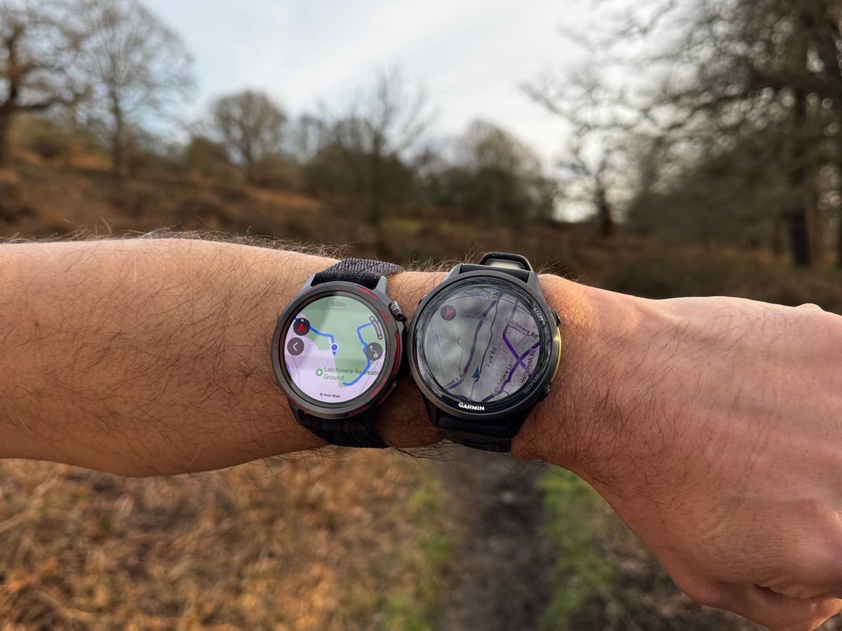 Huawei Watch GT Runner 2 GPS accuracy test on trail run against Garmin Forerunner 970